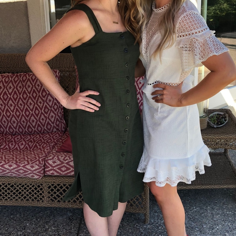 Olive green button up midi dress - Madewell